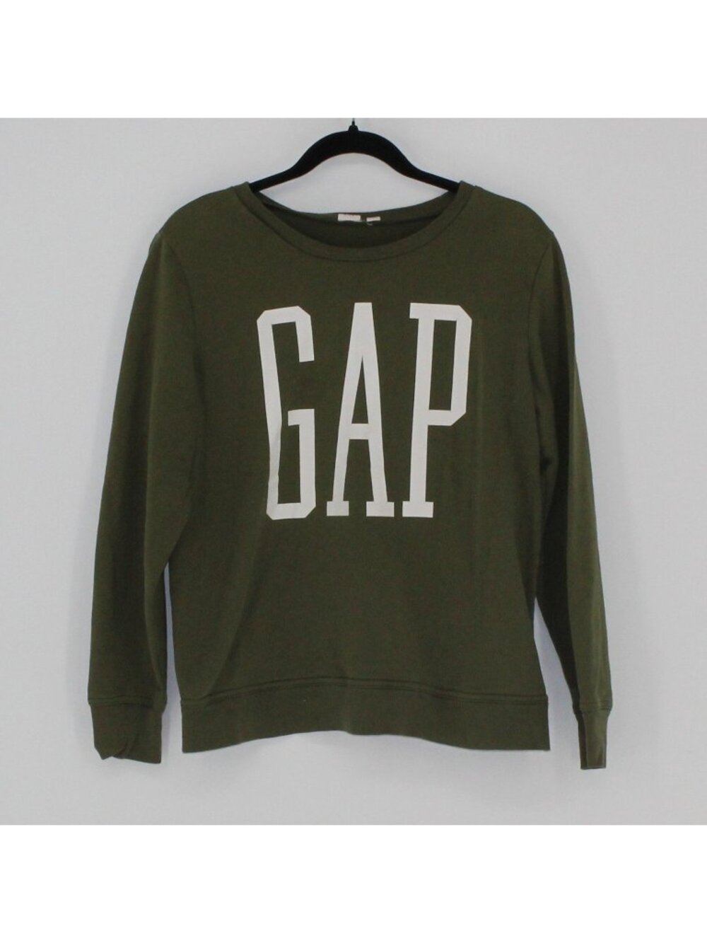 Gap Olive Green Logo Sweatshirt Medium Cotton Blend Made In Indonesia